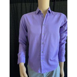 Calvin Klein Mens Shirt Dress Button Down Cotton Lilac Sateen Size 16
